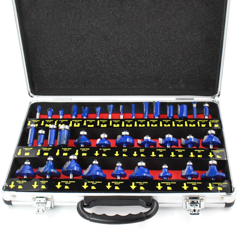 

Wood Router Bit Set 35PCS 8mm Handle Wood Router Bit Set Mill Engraving Trim Woodworking Milling Cutter Trimmer Adapter