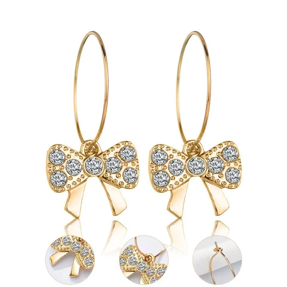 

Women Fashion Drop Earrings Rhinestone Butterfly Bow Design Trendy Jewelry Female Drop Earrings Handmade Earring Jewelry Gifts