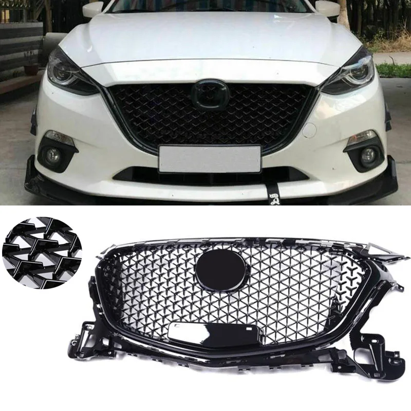 

For Mazda 3 Axela 2014 2015 2016 Front Upper Grille Honeycomb Grill Mesh ABS Plastic Car Accessories High Quality