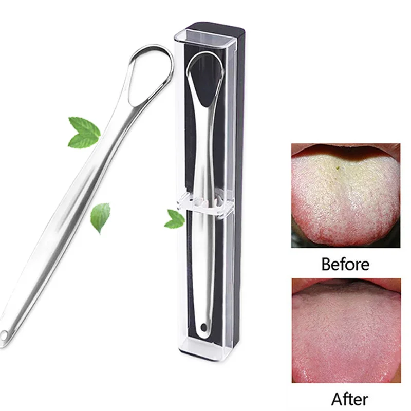 

New Stainless Steel Oral Tongue Cleaner Brush Tongue Cleaner Brush Scraper Breath Oral Clean Tool Keep Fresh Breath Health Care