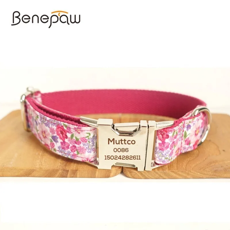 

Benepaw Nylon Dog Collar High Quality Metal Buckle Small Dog Puppy Collar Pink Print Bite Resistant Dog Pet Collar 2019