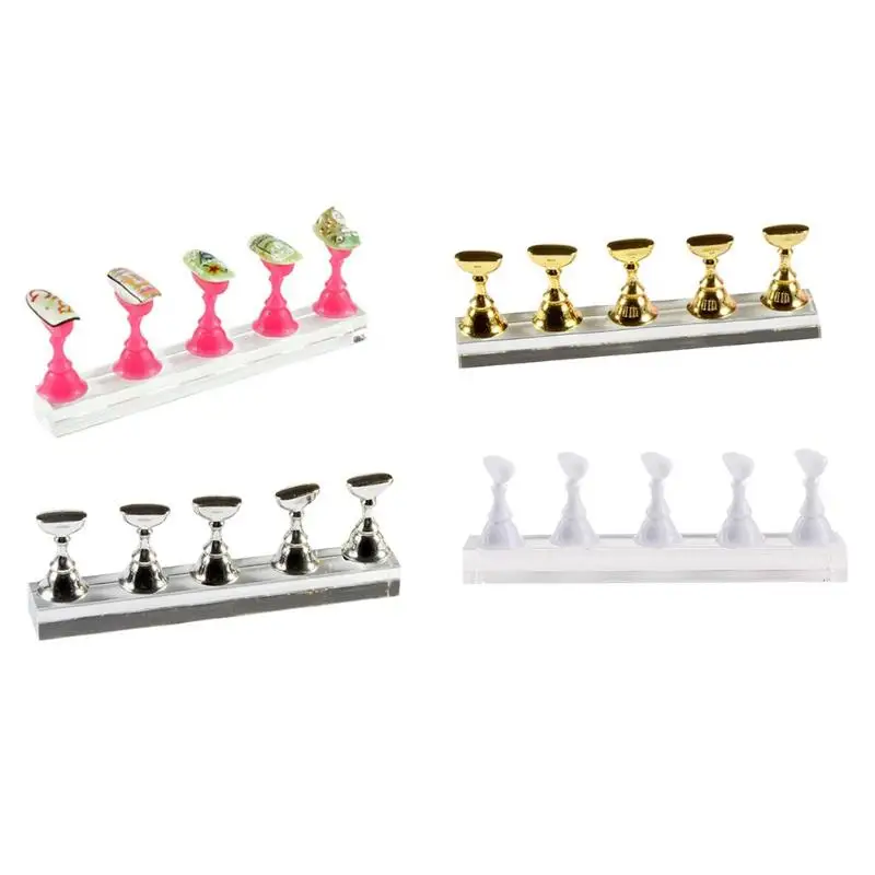 

1 Set False Nail Tip Display Magnetic Nail Holder Practice Display Stand Acrylic Crystal Showing Shelf Nails Manicure Tools