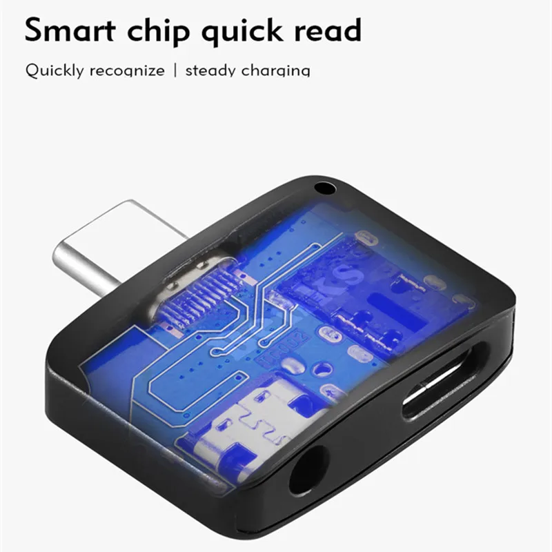 Dual Headphone Jack Type c Adapter 2 In 1 Audio Charger For Samsung for