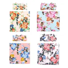 2 шт./компл. милые детские бантом Цветочный принт пеленать вязаная повязка новорожденных спальное одеяло оголовье повседневные аксессуары