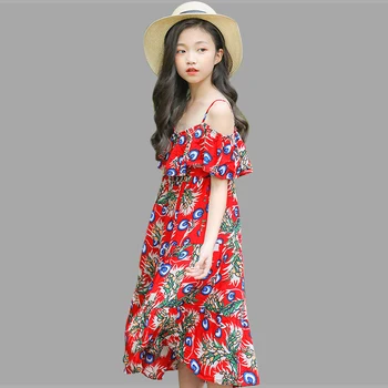 

Beach Dress For Girls Summer Girls Dress Off Shoulder Kids Dress 2019 Sun Clothing For Girls Child Costume 6 8 10 12 Years