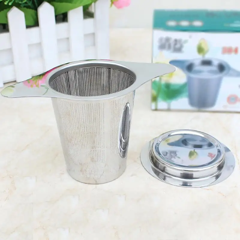 

Reusable Tea Infuser Basket Fine Mesh Coffee Filters Stainless Steel with 2 Long Handles for Steeping Loose Leaf Tea With Lid