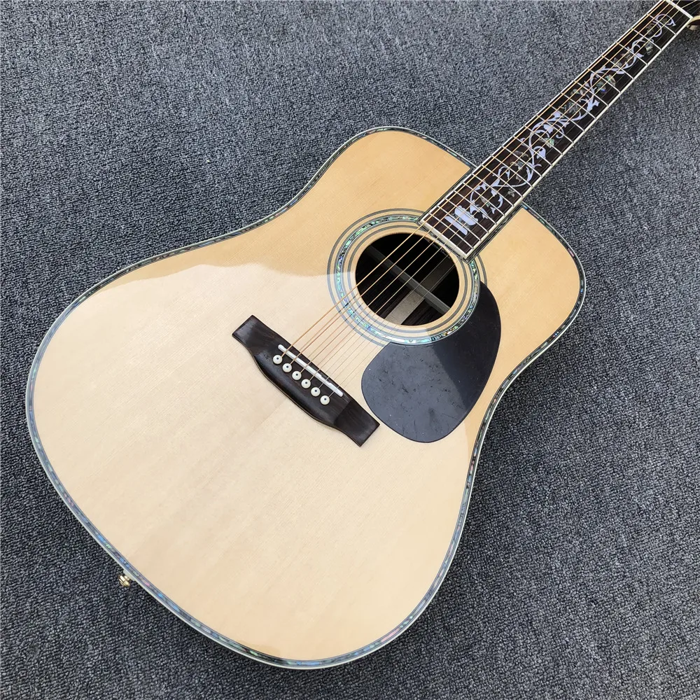 

OEM Custom Abalone Flower inlays Model D acoustic Guitar,Solid Spruce top 41 inches rose wood body Acoustic Guitar