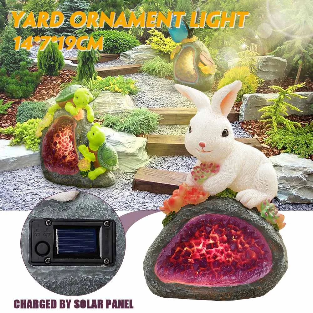

Set Waterproof LED Solar Lighting Rabbit/Turtle/Butterfly/Frog/Snail Animal Pattern Night Light for Outdoor Garden Yard