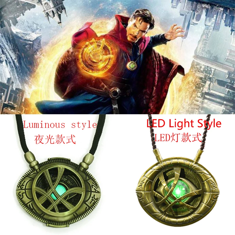 

Superhero Movie The Avengers 3 Dr. Strange Eye Of Agamotto Badge Necklace LED Light Cosplay Costumes Noctilucence Props