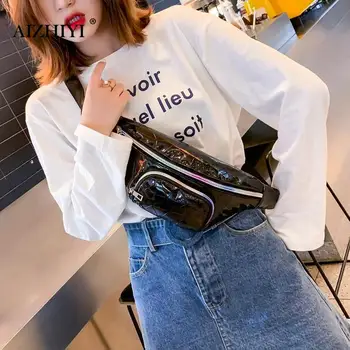 

Teenager Girls Casual Holographic Waist Belt Shoulder Bags Women Fanny Pack Geometric Laser Phone Pouch Chest Crossbody Bags New