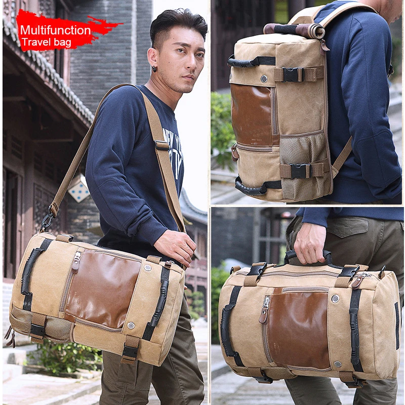 

Kaka Large Capacity Khaki Function Travel Canvas Backpack Male Waterproof Computer Causal Men Backpacks Duffel Shoulder Bags