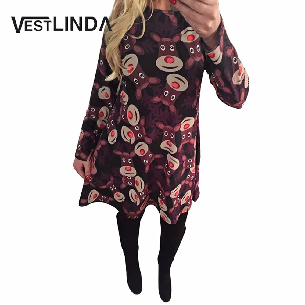 VESTLINDA распродажа рождественское ТРАПЕЦИЕВИДНОЕ осеннее женское платье принт с