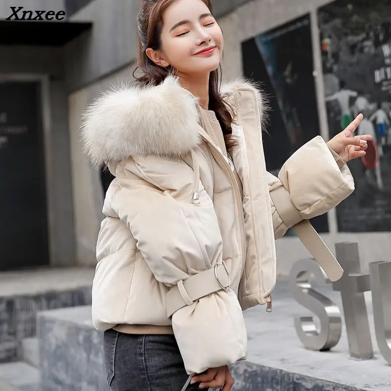 Best Woman Winter Jacket Coat 2018 Hooded Fur Collar Cotton Padded Jacket Short Hood Slim Parkas Plus Size Thicken Female Outerwear