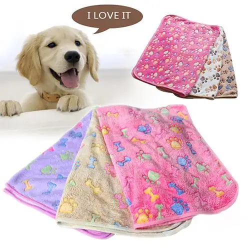 Goede Nieuwe Warm Huisdier Mat Kat Hond Puppy Poot Bot Gedrukt Zachte Fleece Deken Bed Kussen Hond Bedden