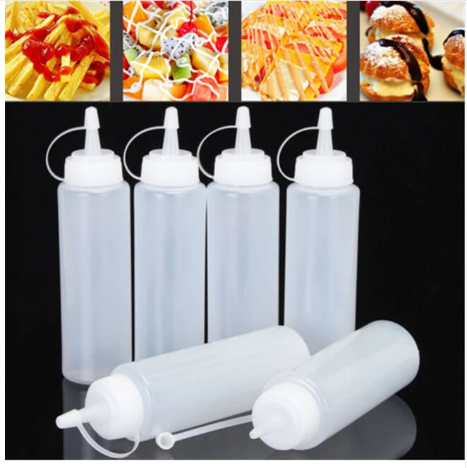 

2019 New Plastic Salad Tool Squeeze Sauce Ketchup Mustard Bottles Lids Oil Dressing Barbecue 1PCS