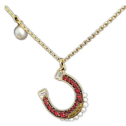 

Red Horse's Hoof U Type Pearl Pendant Necklace For Women Fine Word Modeling Clavicle Chain Hot Sale Jewelry Vintage