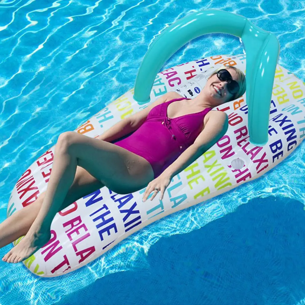 cheap Practical Contractible Inflatable Floating Bed Outdoor Swimming Wading Print Tool Flip Flop Shape Swimming,
