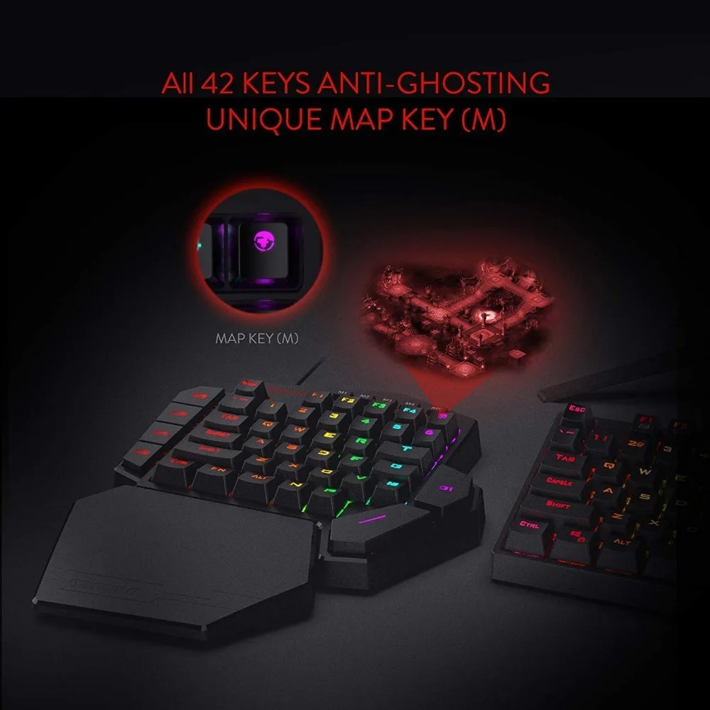 Механическая игровая клавиатура Redragon K585 DITI RGB с одной рукой 42 клавиши синий