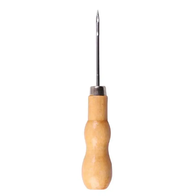 Деревянная ручка швейный шило ручной БРОШЮРОВЩИК кожаный холст инструмент для ремонта обуви удар швейная игла Крюк Инструмент