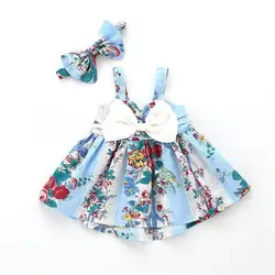 Платье с цветочным рисунком для маленьких девочек летняя детская одежда крещение вечерние свадебный наряд для малышей платье-пачка с