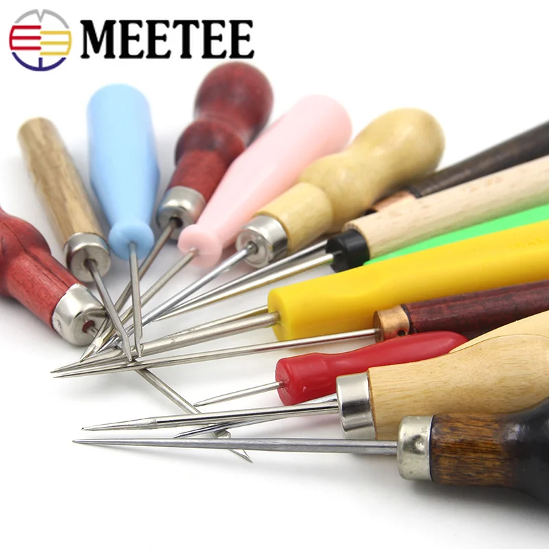 

Meetee 5pcs Awl Thousands of Passes Fine Cone Pins Hookedl Drills With Holes Shoe DIY Handmade Leather Tools BD194