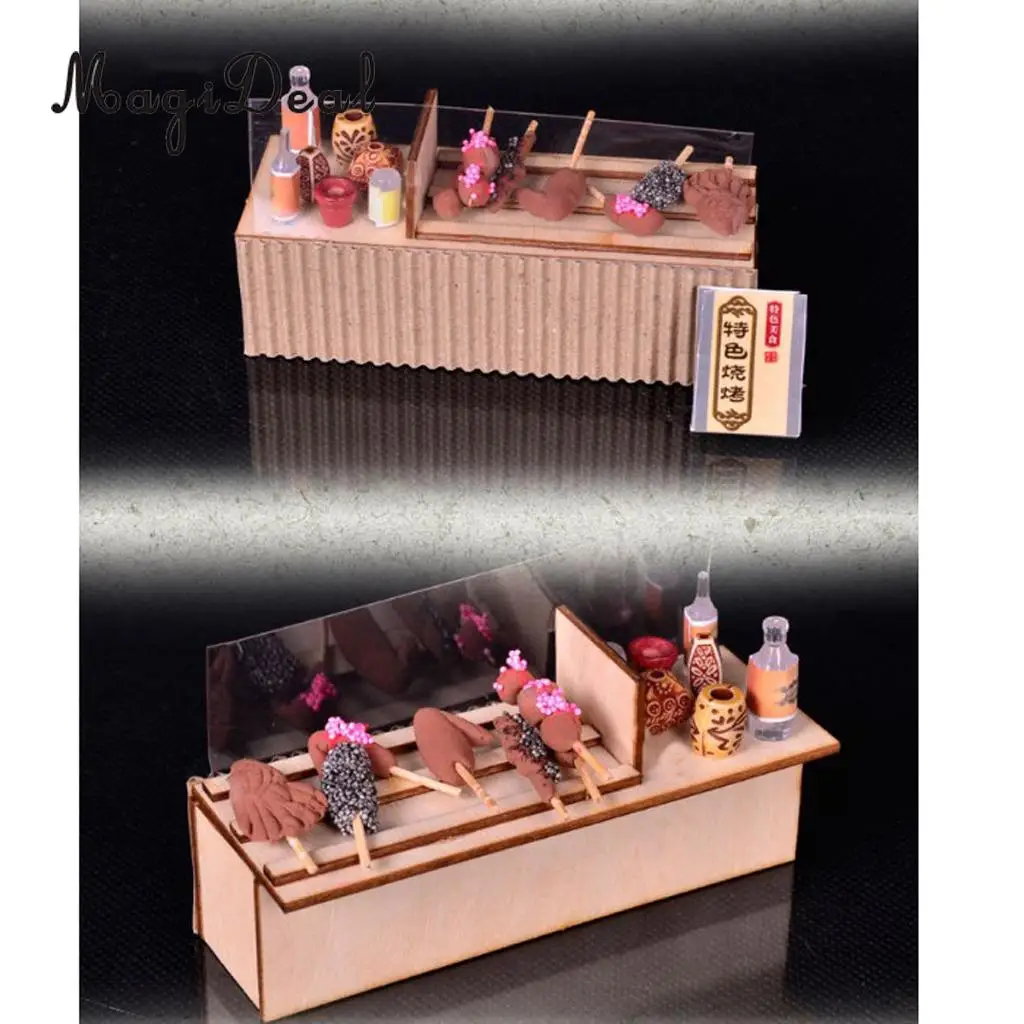 1/24 миниатюрный набор кукольного домика с мебелью, светильник, подарок для барбекю ресторана