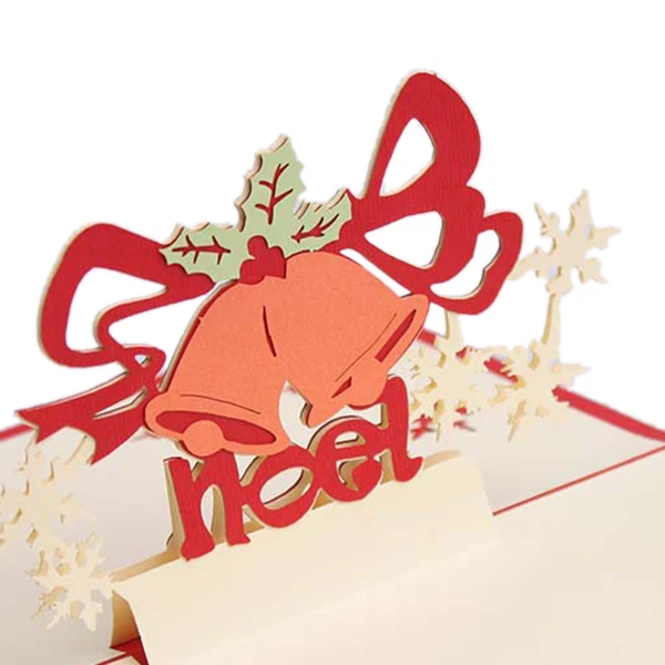 Рождественские открытки 3D всплывающие рождественские колокольчики ручной работы на заказ поздравительные открытки Рождественские подарки сувенирные открытки