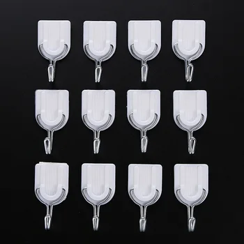 

Strong Adhesive Hooks Door Sticky Hanger 6Pcs White Clothes Towel Holder Wall Type Plastic Kitchen Accessories Multifunction