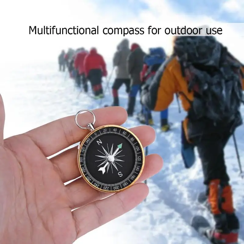 

Portable Outdoor Aluminum Camping Compass Keychain for Presents Gift Gold Outdoor Hiking Climbing Tools