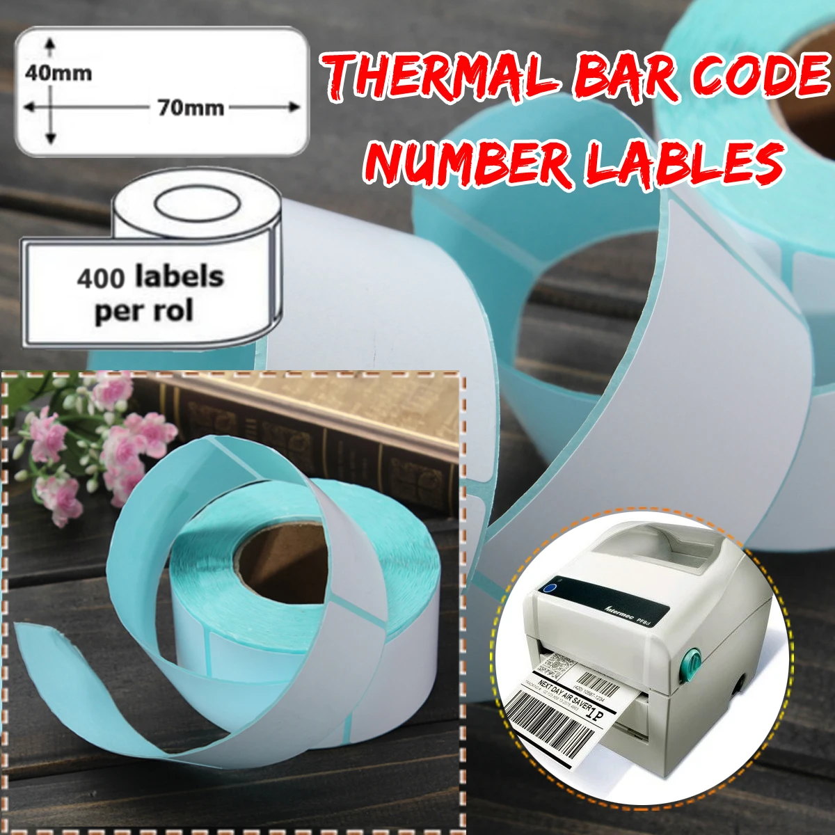 400 PCS 40x70mm ملصق الطباعة رقم الباركود الحرارية ورق لاصق ملصق ل لوازم الطابعة 400 PCS 40x70mm ملصق الطباعة رقم الباركود الحرارية ورق لاصق ملصق ل لوازم الطابعة