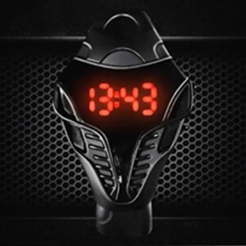 

1pc Cobra Sport Watch Black Color Men's LED Digital Watch Cobra Triangle Dial Silicone Sports Electronic Watches