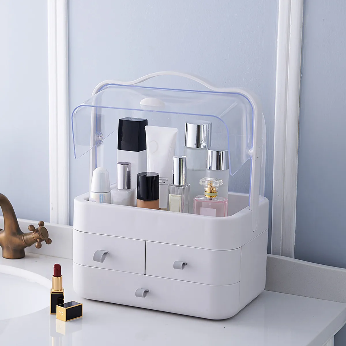 كبير حجم البلاستيك التجميل درج ماكياج المنظم مخزن للمكياج حاوية علب مسمار حامل سطح المكتب النثرية الحمام حقيبة للتخزين