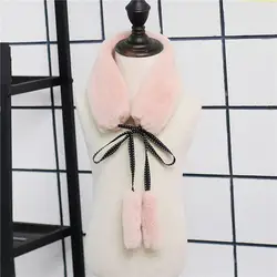 Новый осенний Детский шарф для зимние теплые однотонные имитация кролика плюшевый шарф для девочек шарфы принцесса галстук-бабочка