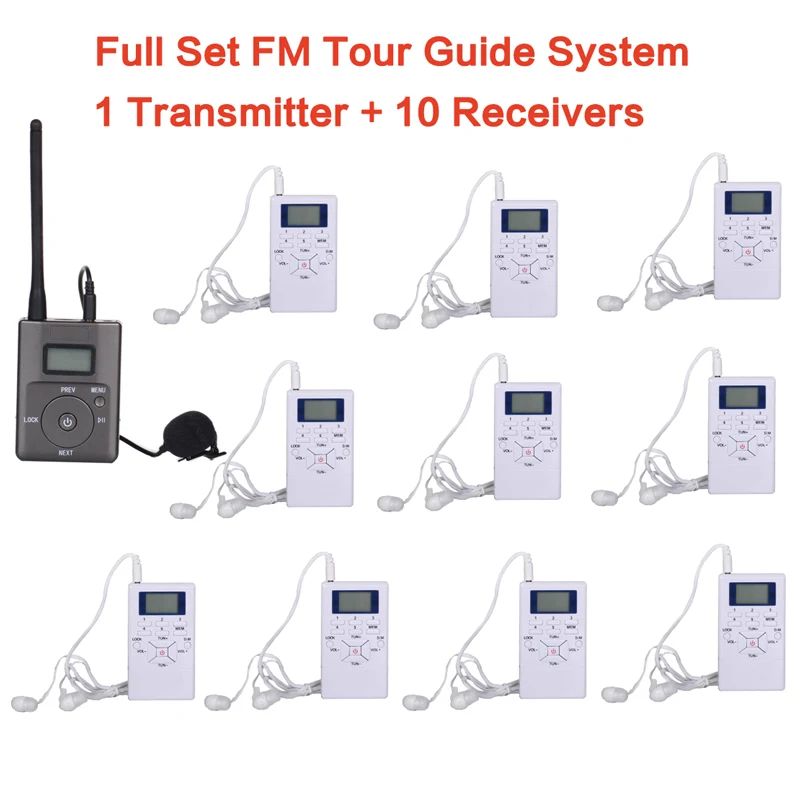 

Free Shipping FM Radio Tour Guide System Work With AAA Batteried For 1 Transmitter And 10 Receivers