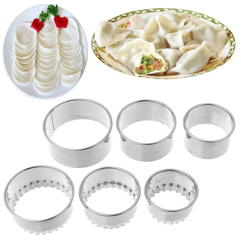 3PCS/Set Silver 430 Stainless Steel Round Dumpling Skin Press Cutter Dumplings Maker Wrappers