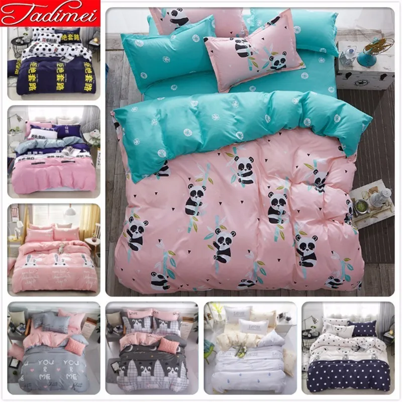 الباندا نمط حاف غطاء 3/4 Pcs طقم سرير الكبار الاطفال لينة القطن أغطية سرير واحد كامل الملكة الملك حجم المفارش أغطية
