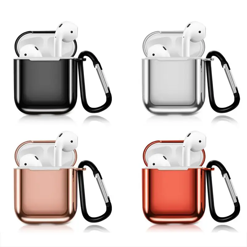 

Plating Silicone Protective Case For Apple Airpods Earbuds TPU Color Plating Earphone Storage Case Holder Bag Rose Gold Black