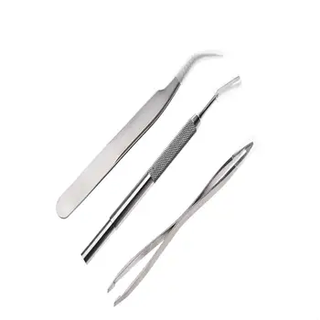 

3 PCS Stainless Steel Pet Flea Treatment Tick Removal Tool Set 2 in 1 Fork Removal Tweezers Clip for Pet Cleaning Tools 20E