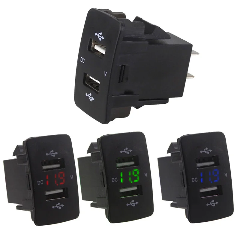 

3.1A Car Charger Socket Dual USB Port Charging Voltage Display Power Adapter socket Power LED Voltmeter Meter For Cell phone