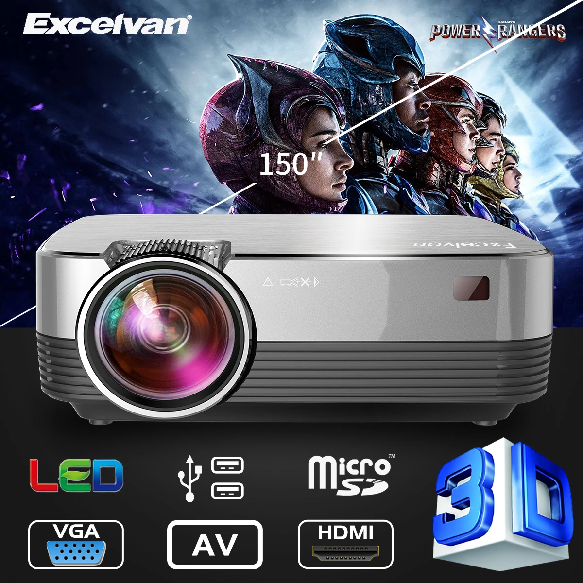 

Excelvan Q6 Mini Projector 800*480 1800 Lumens Projector Touch Panel For HDMI VGA AV PS4 XBOX TV BOX Laptop DVD Amazon Fire
