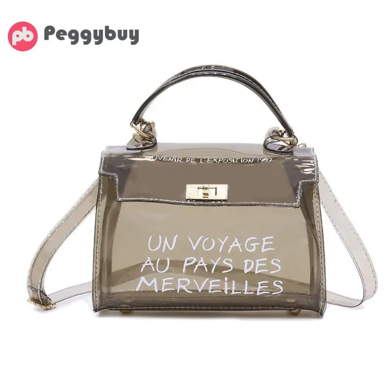 

Women Handbag Clear Transparent PVC Shoulder Bags Women Candy Color Women Jelly Bags Purse Solid Color Handbags Crossbody Bag