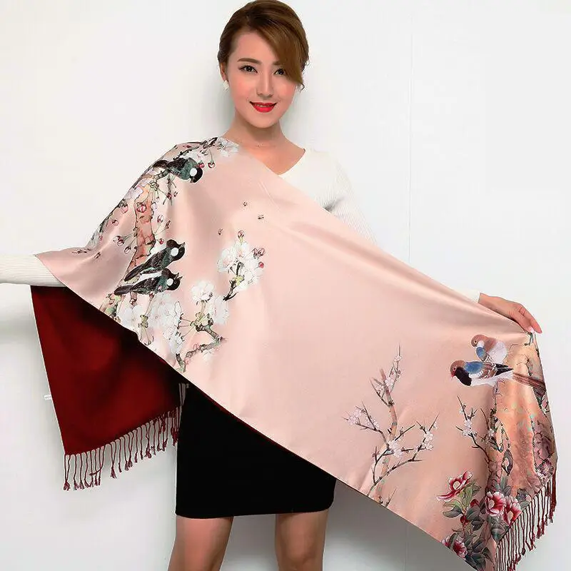 

Brand New Ladies Double Silk Scarf Autumn And Winter Long Double-sided Cashmere Story Scarf Ladies Warm Shawl