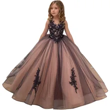 Little Girls Pageant Dresses Applique Long Kids Evening Ball Gowns Holiday Birthday Party Elegant Lace Tulle Flower Girl Dresses Little Girls Pageant Dresses Applique Long Kids Evening Ball Gowns Holiday Birthday Party Elegant Lace Tulle Flower Girl Dresses