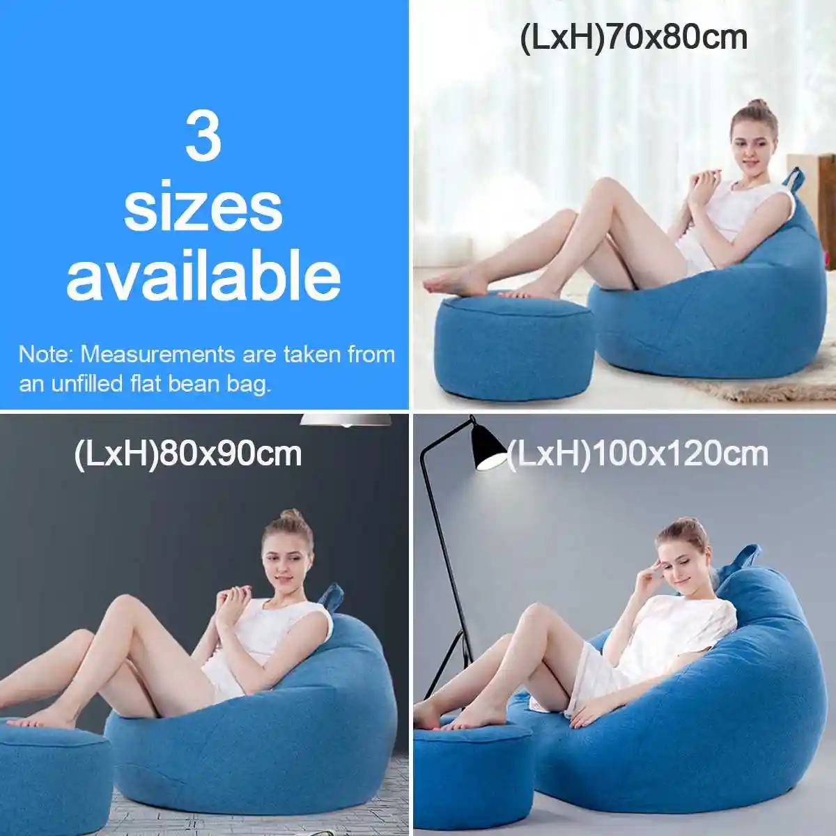 Lazy Beanbag Sofas Cover Chairs Without Filler Linen Cloth Lounger