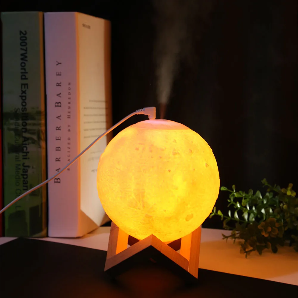 

880ml 3D Printing Moon Lamp Air Humidifier Purifier Night Light Mist Maker Aroma Essential Oil USB Ultrasonic Humidifier