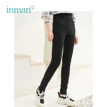 INMAN зима Высокая талия шоу фитнес корейский стиль женские теплые Вельветовые женские леггинсы