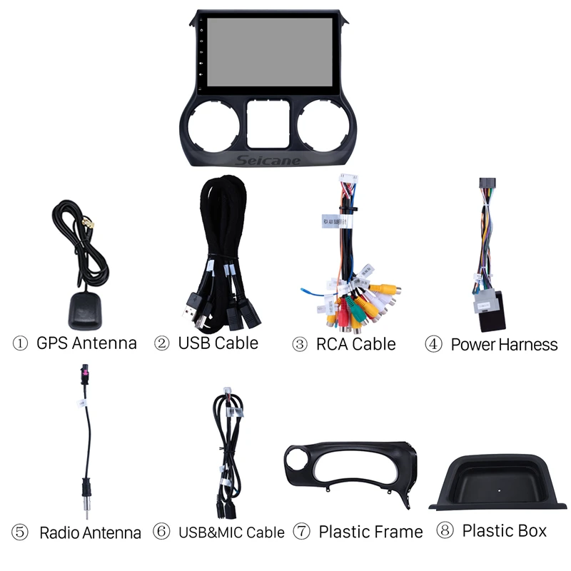  Seicane Android 9.0 10.1 Inch IPS Car Stereo Player Radio GPS Navi Player for 2011-2017 JEEP Wrangl