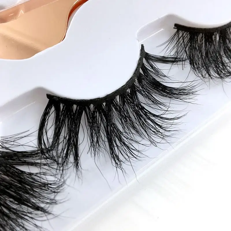 3 Pairs 25MM 6D Imitated Mink False Eyelashes Cross Thickened Reusable Natural False Eyelash With Curler Popular Eyelash Makeup