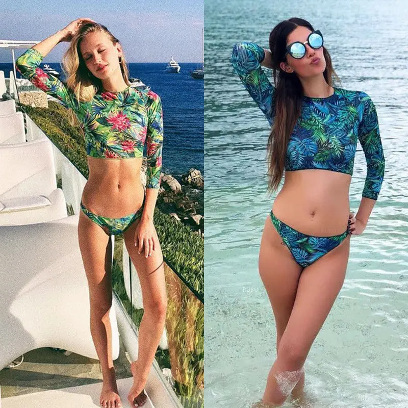 Brands New Arrivals Women Floral Print Bikini Set Push-up Padded Bra Swimsuit Bathing Swimwear Suit Holiday Soft 2Pcs Swimsuits