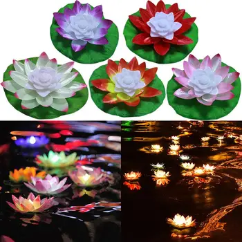 

5 Color LED Flood Light Artificial Lotus Floating Flower Shape Lamps For Outdoor Swimming Pool Wishing Party Supply